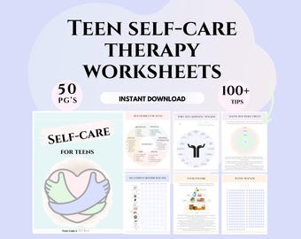Teen therapy worksheets self care youth journal kids confidence workbook CBT tween journal teen planner boundaries worksheets CBT handouts