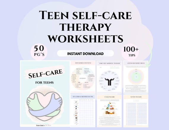 Teen therapy worksheets self care youth journal kids confidence workbook CBT tween journal teen planner boundaries worksheets CBT handouts
