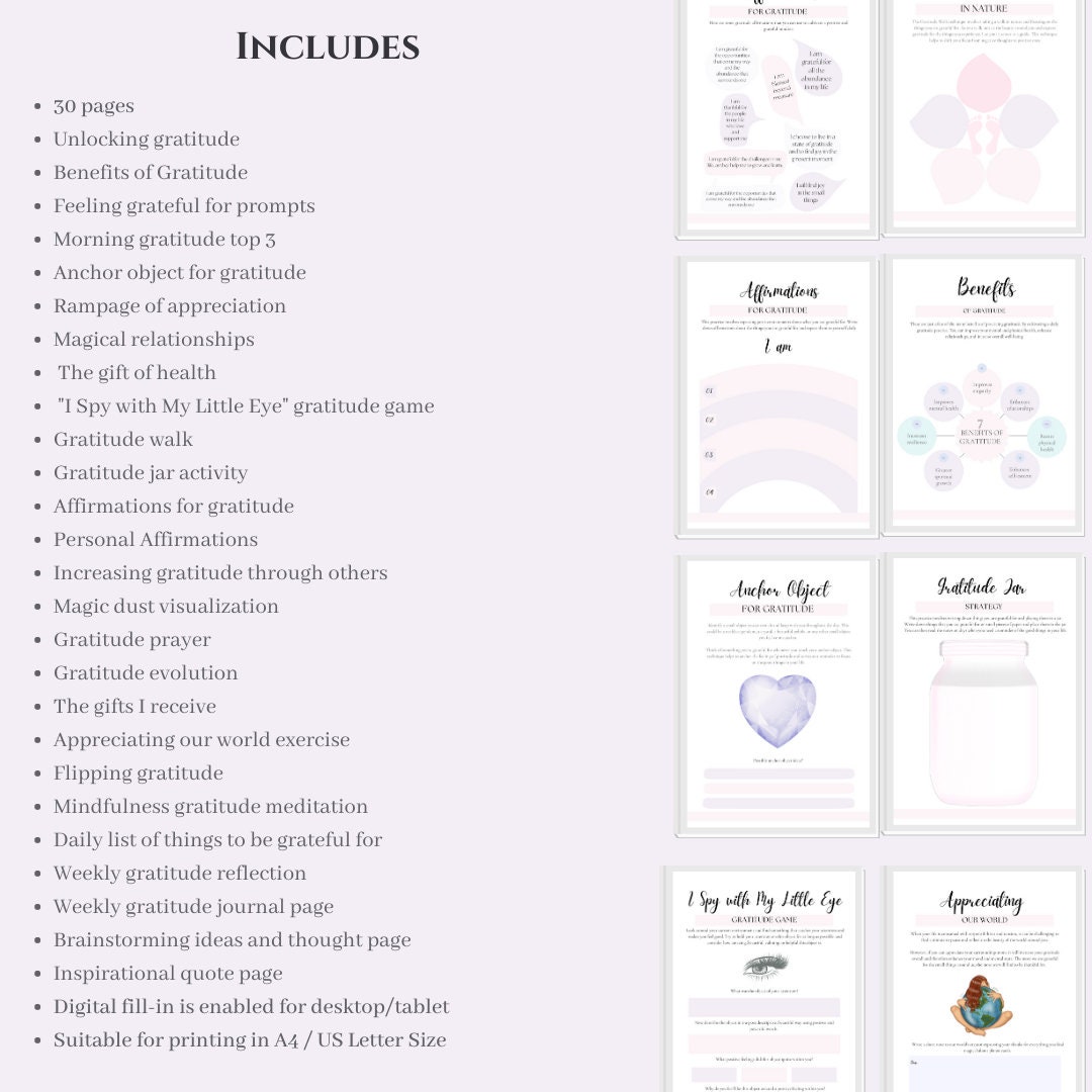 Gratitude Journal Printable Inspirational Journal for Gratitude Guided ...