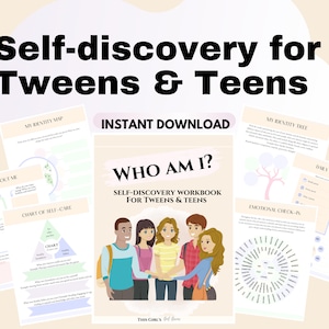 Teen discovery identity Journal Core values worksheets kids tween journal Teen therapist School councillor self-awareness Expressive therapy