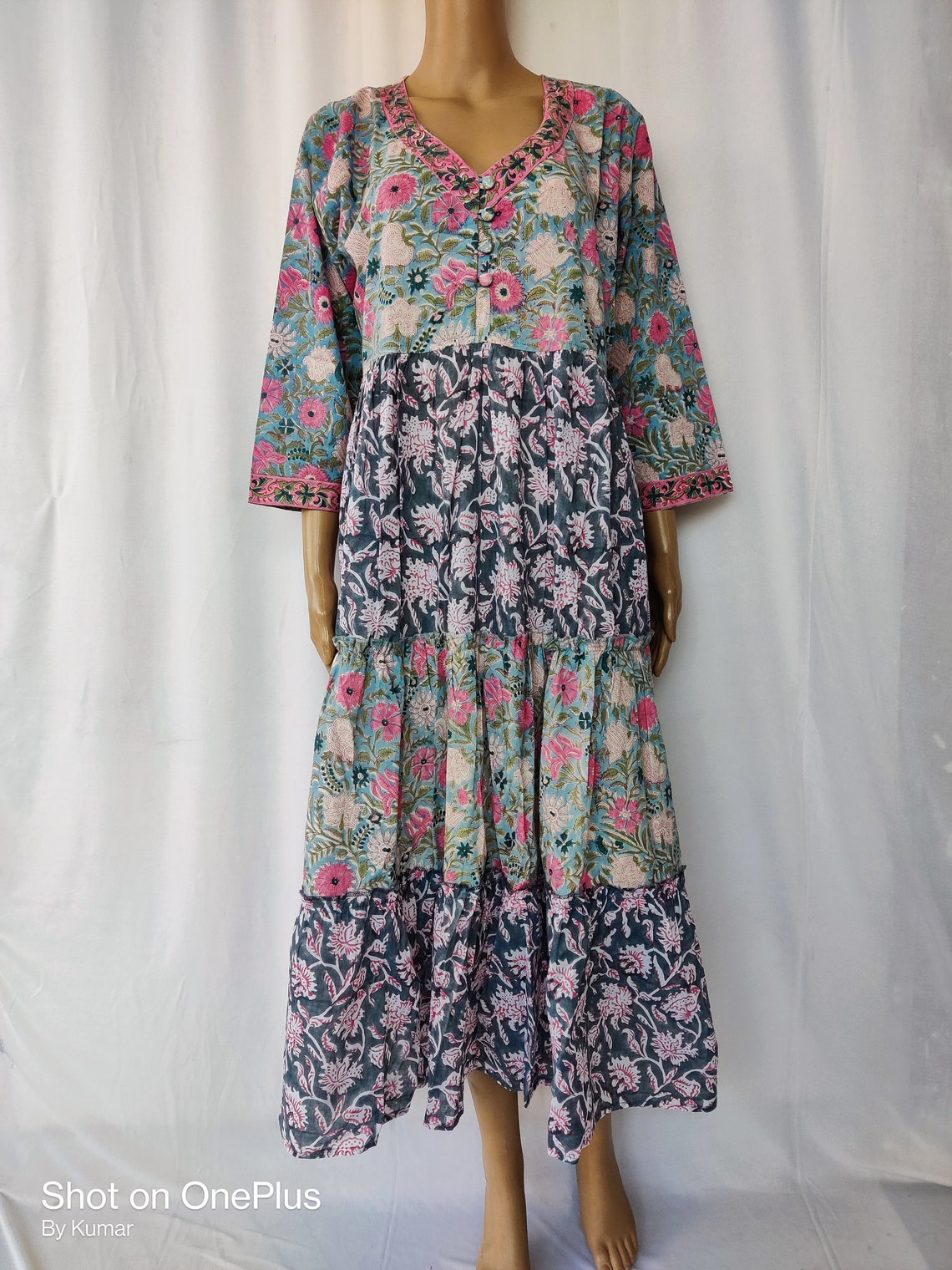 Indian Cotton Hand Block Print Multi Colored Dress for Women Etsy