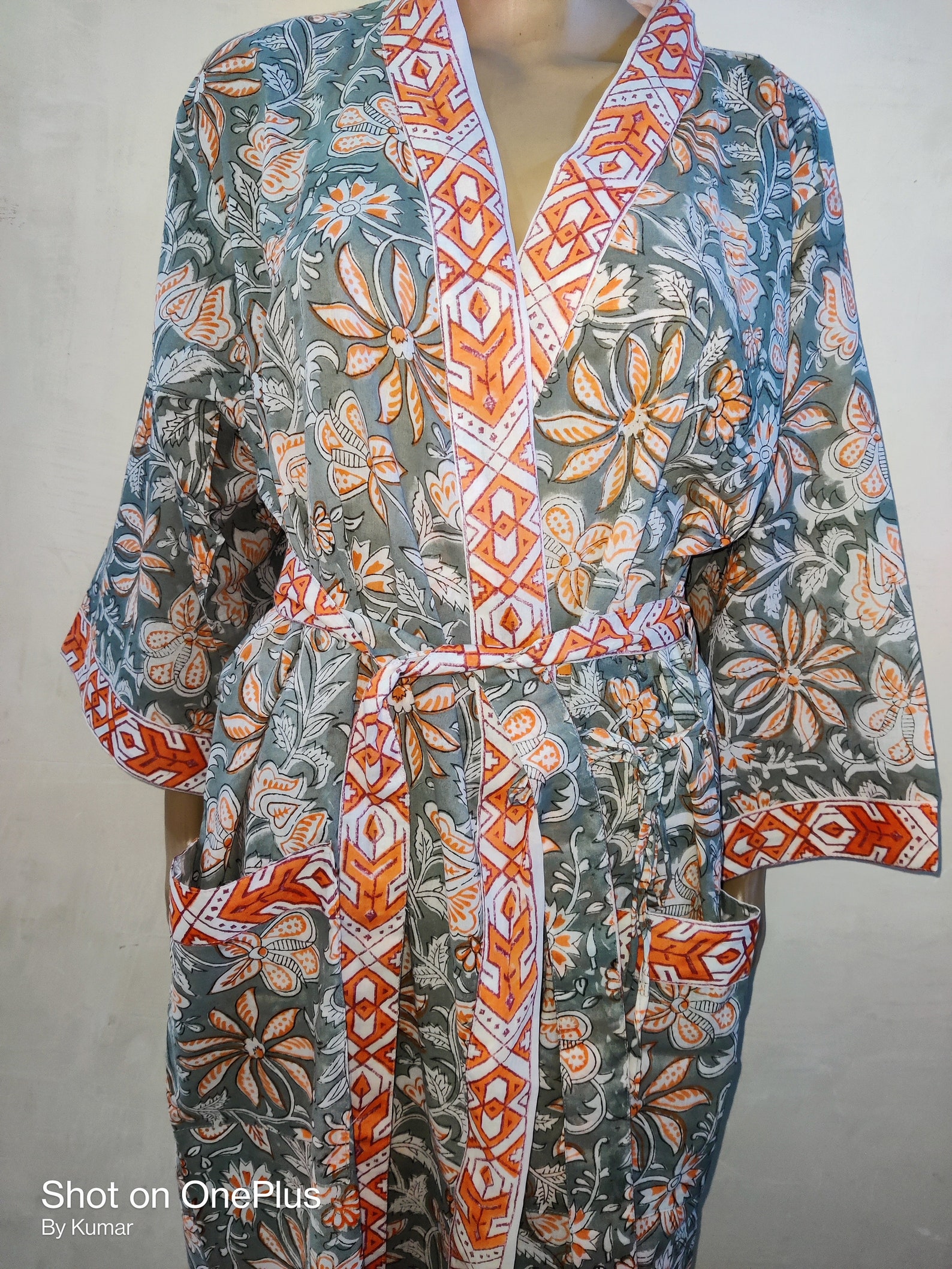Indian Summer Cotton Ethnic Anokhi Print Kimono Robe A Line | Etsy