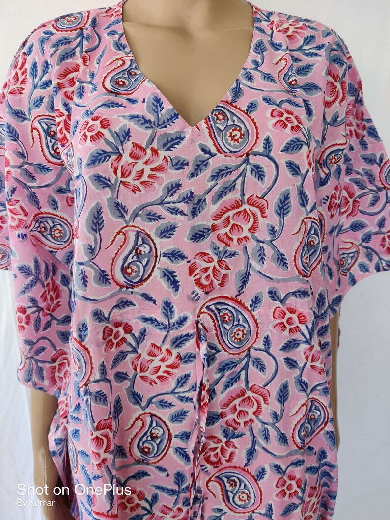 Indian Floral Print Long Kaftan Dressing Maxi Hand Block Print Night Tunic Cover Garment Care Kimono Robe Hand Block Print Vintage Caftan