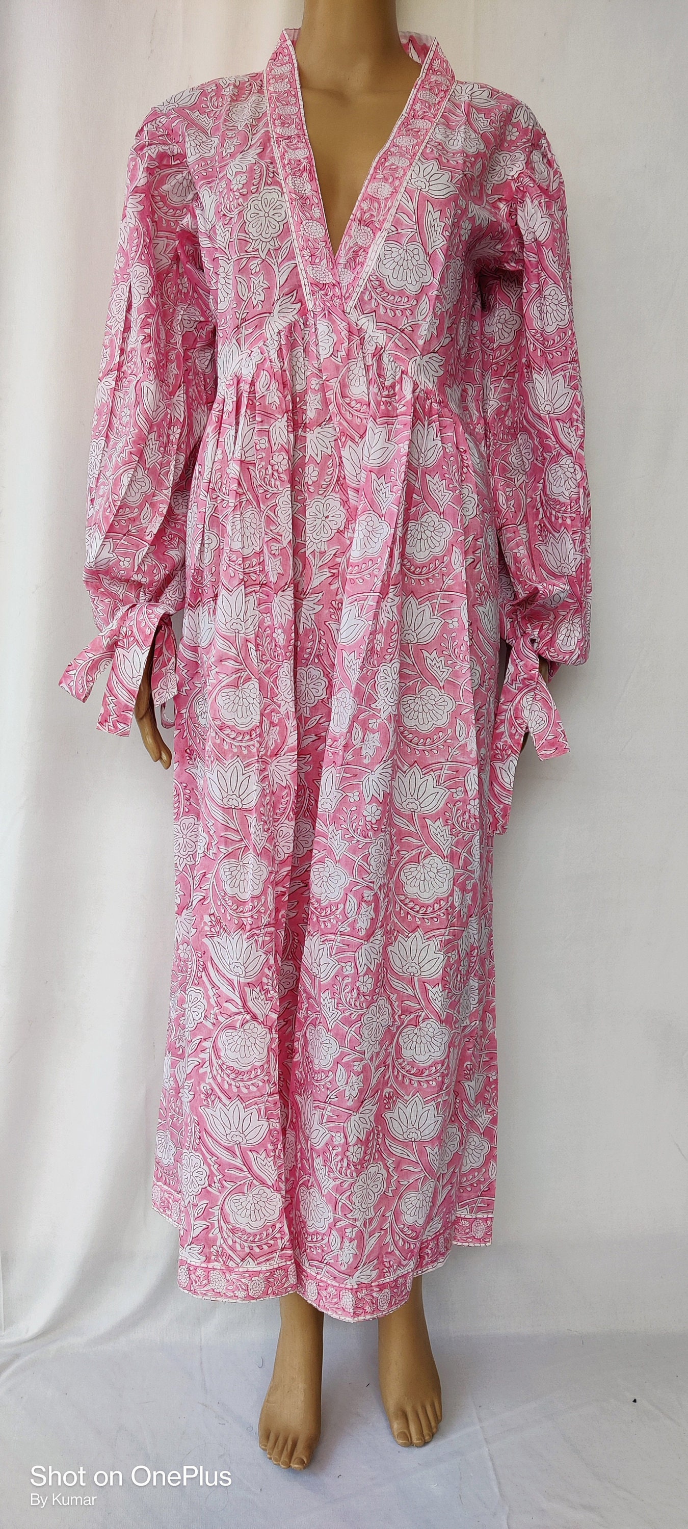 Indian Cotton Hand Block Print bikini Gown Patchwork Night Dress Kaft…