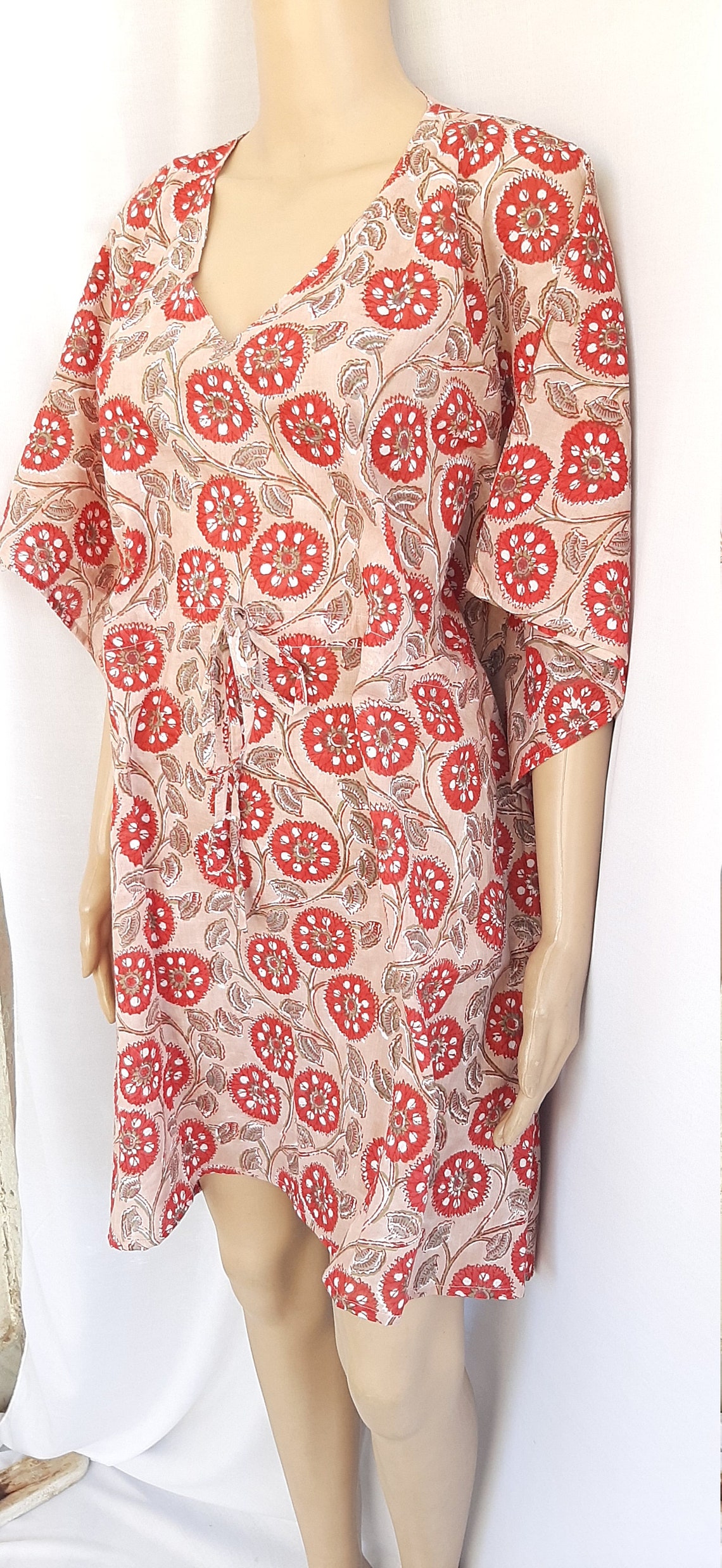 Indian Cotton Handmade Summer Women Short Kimono Kaftan Dress Etsy