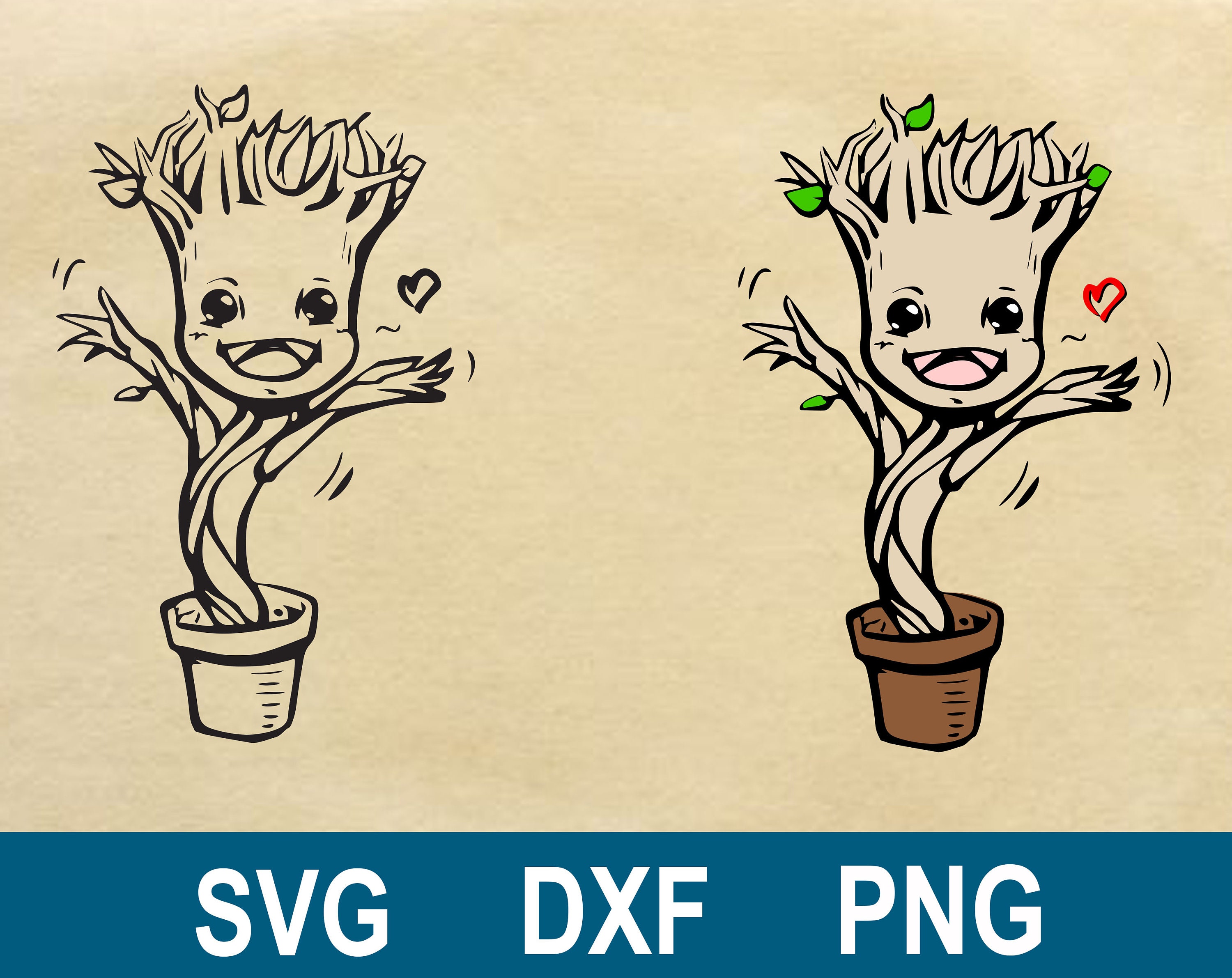 Download Baby Groot SVG DXF PNG Clipart Silhouette and Cut Files. | Etsy