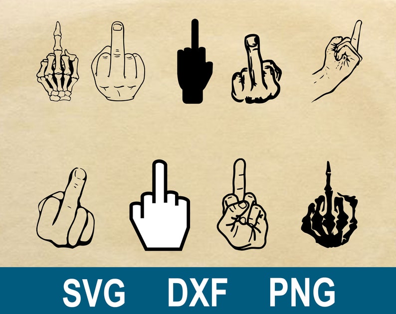 Download Middle Finger SVG DXF PNG Clipart Silhouette and Cut | Etsy