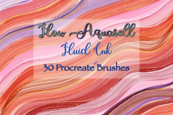 Procreate Brush Flow Aquarell, Fluid, Alcohol ink, Liquid,Watercolor,Wave,Glitter,Blend,Abstract art,Dynamic,Paint,Splash,free color palette