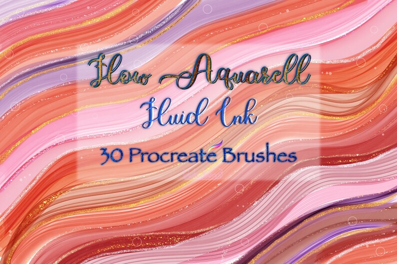 Procreate Brush Flow Aquarell, Fluid, Alcohol ink, Liquid,Watercolor,Wave,Glitter,Blend,Abstract art,Dynamic,Paint,Splash,free color palette image 1