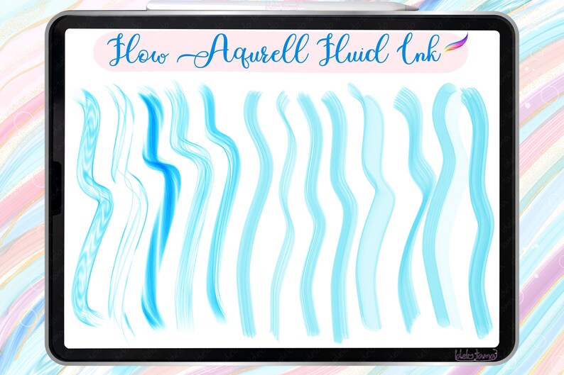 Procreate Brush Flow Aquarell, Fluid, Alcohol ink, Liquid,Watercolor,Wave,Glitter,Blend,Abstract art,Dynamic,Paint,Splash,free color palette image 7
