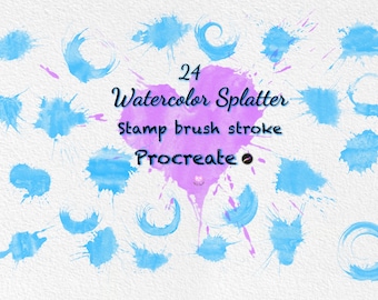 24 Procreate Stamp Brush Procreate Watercolor Stroke/Splash/Ink splash/Self gift/Decoration/Element/Splatter/Add-on brush/Hand painted