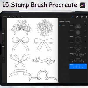 15 Ribbon Bow Stamp Brush Procreate, Bow ties, Decoration, element, Label brush,Banner brush,Add-on brush/Brushes Stamp pack,Procreate Brush