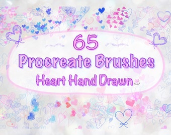 65 Heart Hand drawn Brushes Procreate/Doodle/Valentine/Self love/Stamp Brush/Add-on brushes/Brushes Stamp/Procreate Brush/Digital download