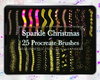 Procreate Brush Christmas Sparkle Light, Neon, Glow, Shimmer, Glitter, Decoration, Bright, Ornament, Dynamic, Fairy light,free color palette