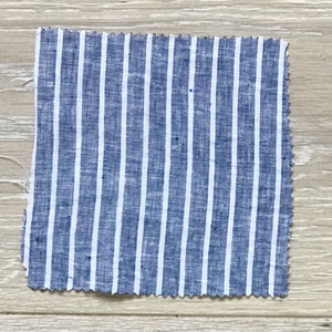 100% Linen Navy Stripes Colour. Sold Per 1/2 Metre. High Quality European Flax Linen Fibre.