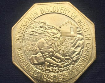 California *1848* Gold Rush  - Sutters Mill / James W Marshall / Comemorative Coin / Gold Plated