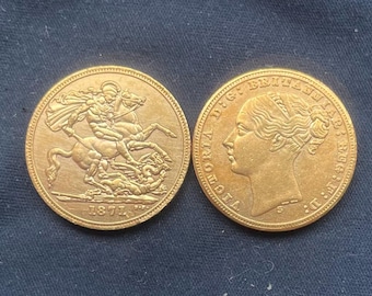 Victoria *1871* Sovereign - Young Head / 24kt Gold Plated /British Coins