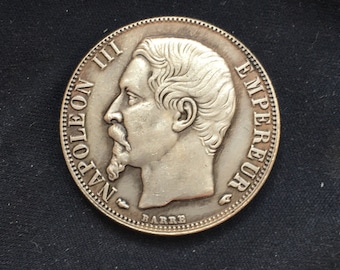 1866 年フランス 1 フラン銀貨 - ナポレオン 3 世アンティーク
