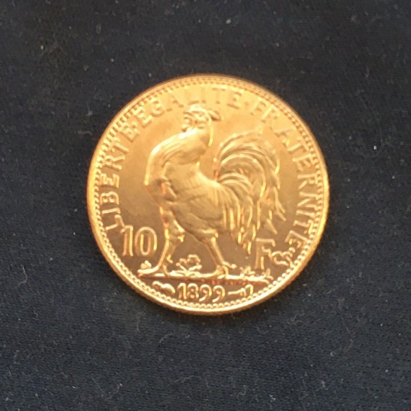 Stunning French Republic *1899* 10 Francs - Cockerel / French Coins - Gold Effect Coins