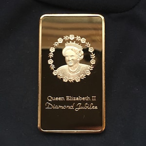 Queen Elizabeth 11 *1952_2012* Diamond Jubilee Gold Bullion Bar - Gold Effect / Souvenir