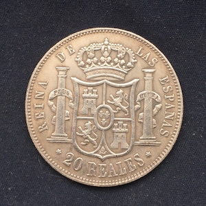 Isabel 11 *1859* 20 Reales - Spanish Coins / Restrike