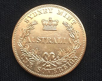1855年 ヴィクトリア女王ソブリン金貨、オーストラリア シドニー造幣局