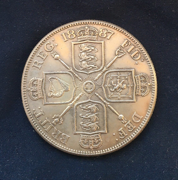 NGC MS62』イギリスヴィクトリア女王ダブルフローリン銀貨(1887年