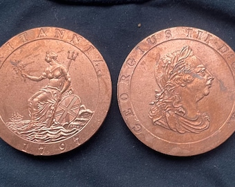 Cartwheel Twopence - 1797 King George 111 - British Coin / Restrike