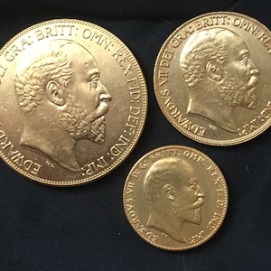 Edward V11 *1902* Sovereign - Double Sovereign - Five Pounds / Set Münzen /Vergoldet / Britische Münzen