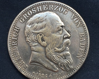 Friedrich Grosherzog Von Baden *1907* Funf Mark - Monedas Alemanas / Restrike