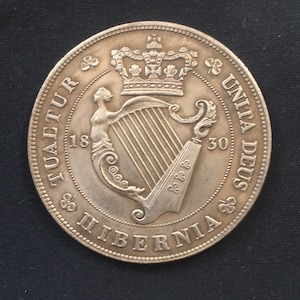 George 1V 1830 - Hibernian Krone / alte irische Münze / Rückschlag