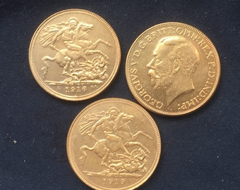 George V *1911* - *1919* Sovereign / Gold Plated - British Coins