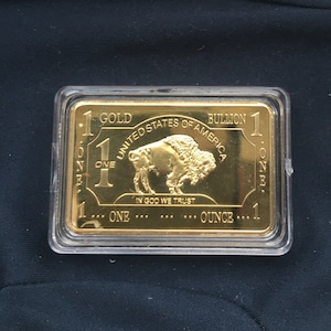 Buffalo 1oz Gold Plated Bar - 1 Troy Ounce / 100 Mills / Novelty