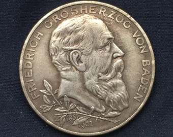 Friedrich Grosherzog Von Baden *1902* Funf Mark - Monedas Alemanas / Restrike