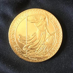 Britannia *1987* Elizabeth 11 - First Year Of Realise - Gold Plated / British Coins / Novelty