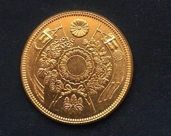 Gold Plated Coin, Japan 20 Yen- Meiji 1880 Replica Great Japan 1