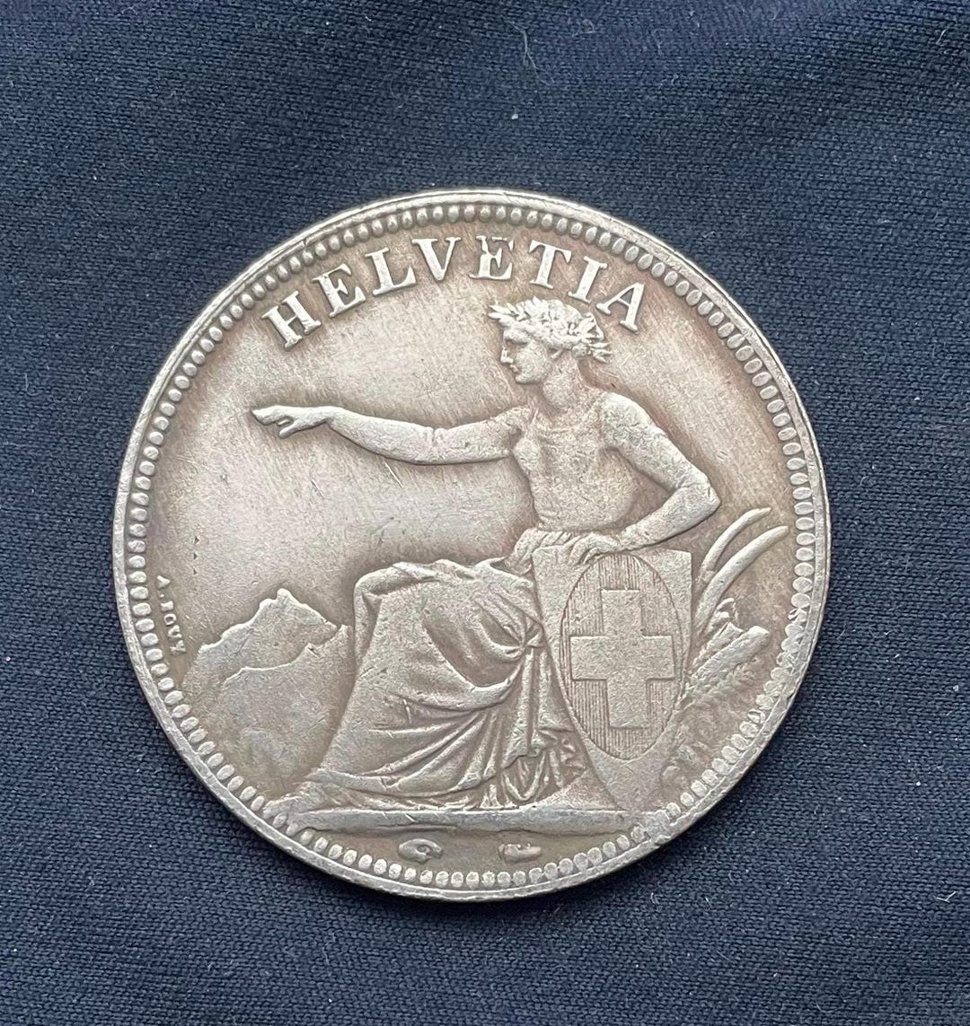Helvetia *1873* 5 Franc - Switzerland Coins / Restrike - Etsy