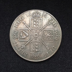 Victoria 1893 Double Florin - Widow Head / Veiled Head / British Coin
