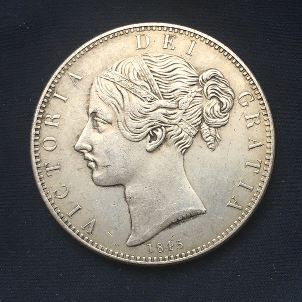 Queen Victoria - Young Head - 1845 Crown / British Coin