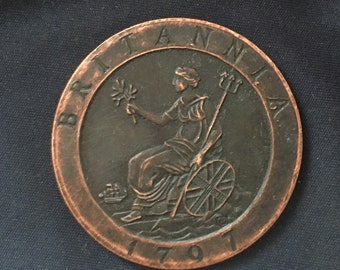 ジョージ 3 世カートホイール 2 ペンス 1797 年。大型アンティーク