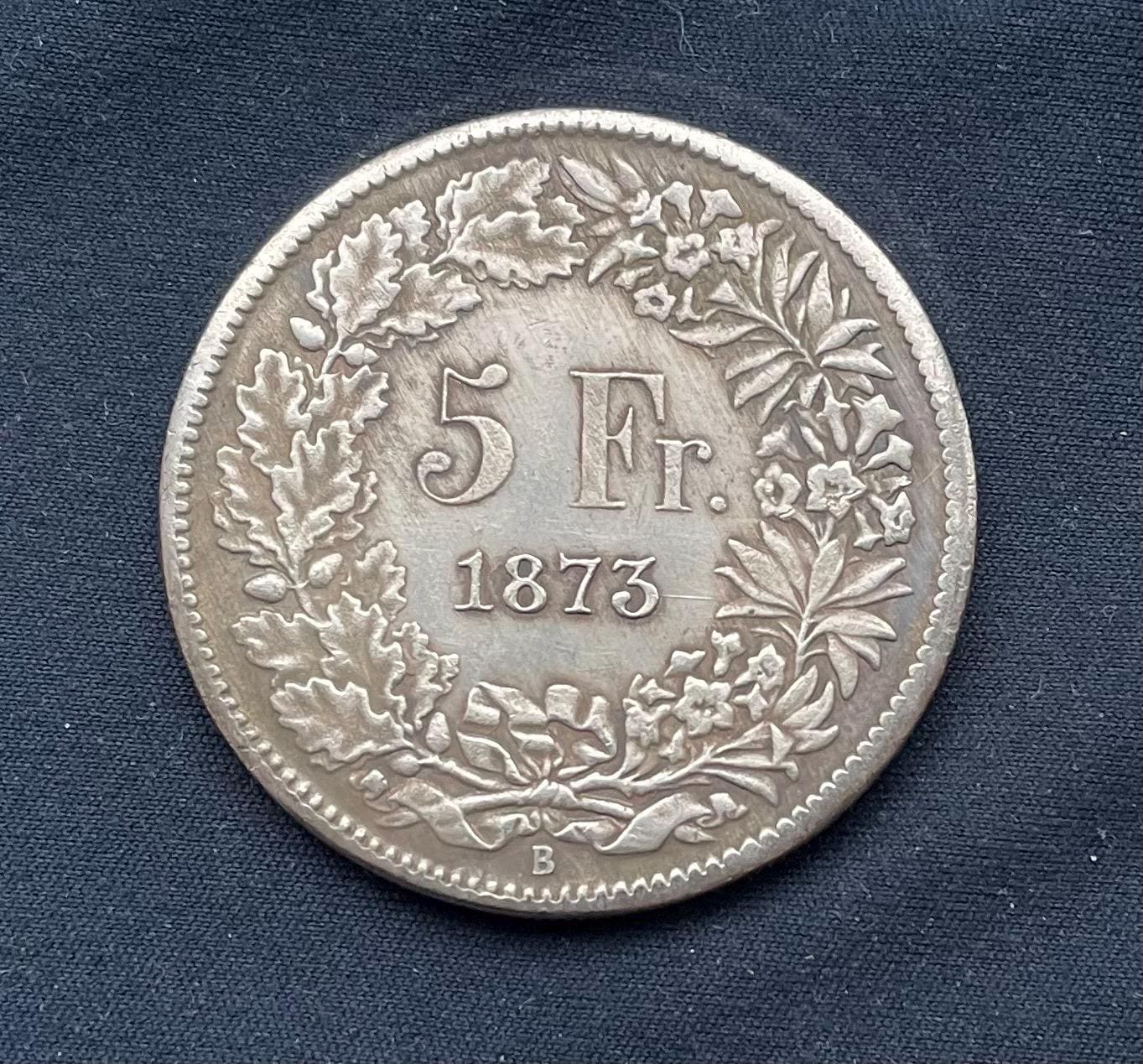 Helvetia *1873* 5 Franc - Switzerland Coins / Restrike - Etsy