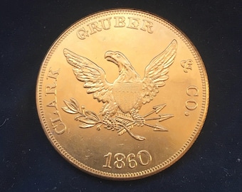 Gruber *1860* 20 Dollars - Pikes Peak / 24kt Gold Plated  Coin - United States Of America / Gold Rush