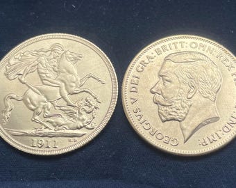 George V *1911* Double Sovereign / Gold Plated - British Coins