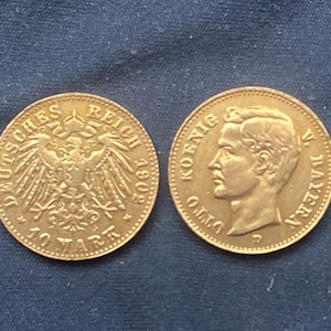 Bayern *1902* 10 Marks - Otto Koenig / Deutsches Reich / Prussia Coins / Gold Effect Coin