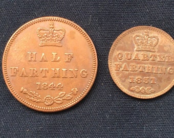 Stunning Victoria *1839 - 1868* Half - Quarter Farthings / Set Of 2 / Young Head