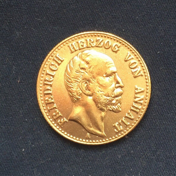 Exquisite *1896* 10 Mark - Friedrich Herzog Von Anhalt / Deutsches Reich / German Coins / Gold Effect Coin
