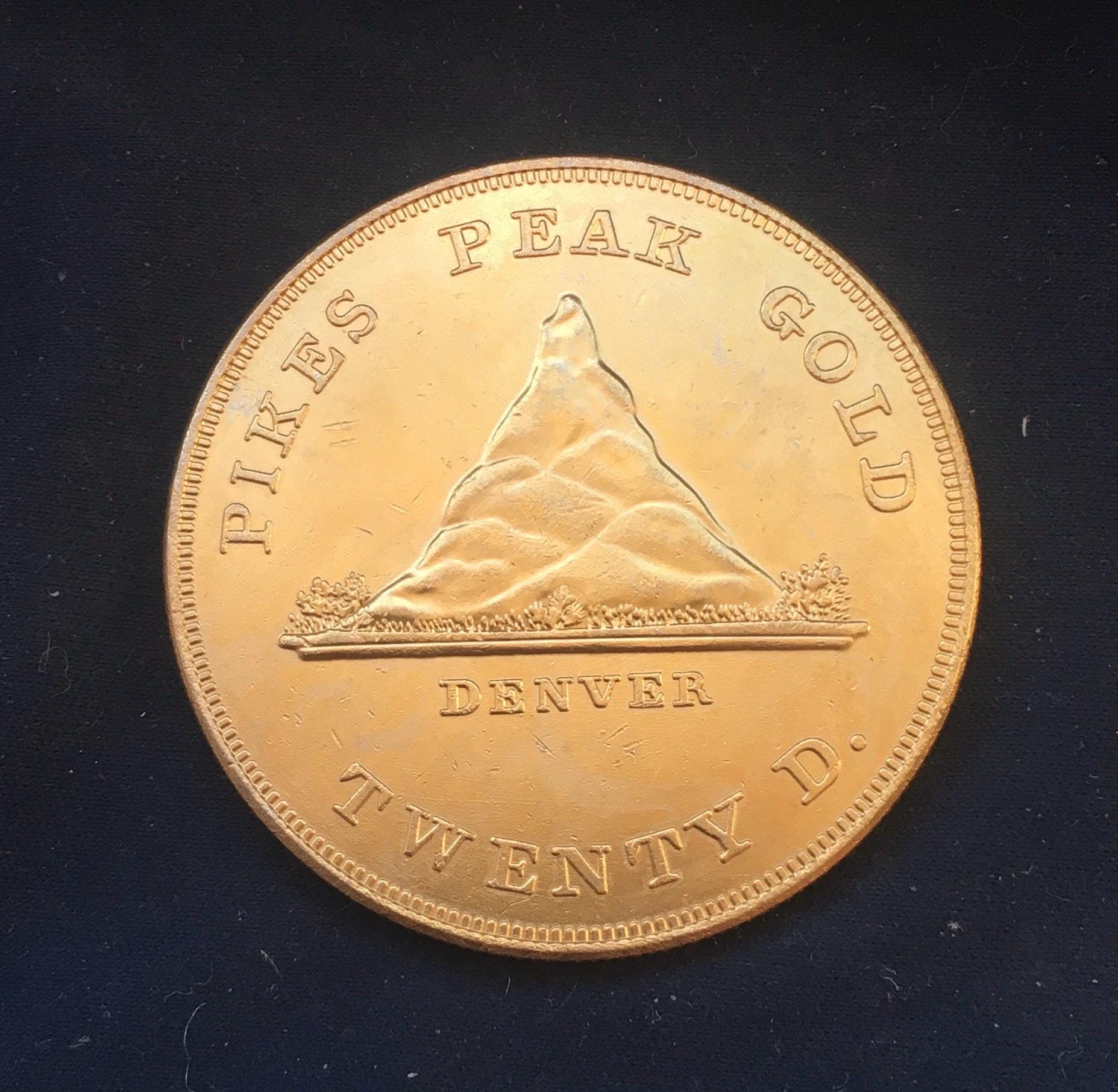 Gruber *1860* 20 Dollars - Pikes Peak / 24kt Gold Plated Coin