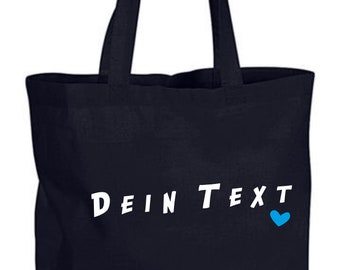 Sac cabas personnalisé | Sac pour enterrement de vie de garçon/jeune fille | Bleu foncé | 10 litres | Sac en tissu | 38 x 42 x 10 cm – avec soufflet | 100 % coton | Commerce équitable