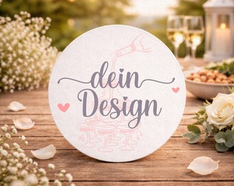 100 posavasos redondos (o cuadrados) para boda: cartón sostenible de 1,5 mm de grosor, decoración personalizada para bodas, decoración de mesas y recuerdos de boda.