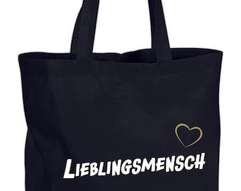 Sac cabas personnalisé avec monogramme/initiales – avec soufflet | 100 % coton | Commerce équitable